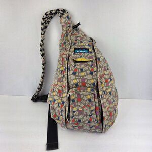 Kavu Rope Sling Bag Multicolor Mandala Print Canvas Adjustable Strap